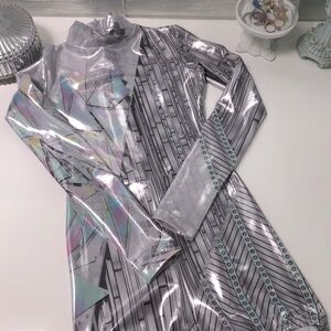 Alexandra Dancewear Hologram Geo Shorty Unitard XS EUC!